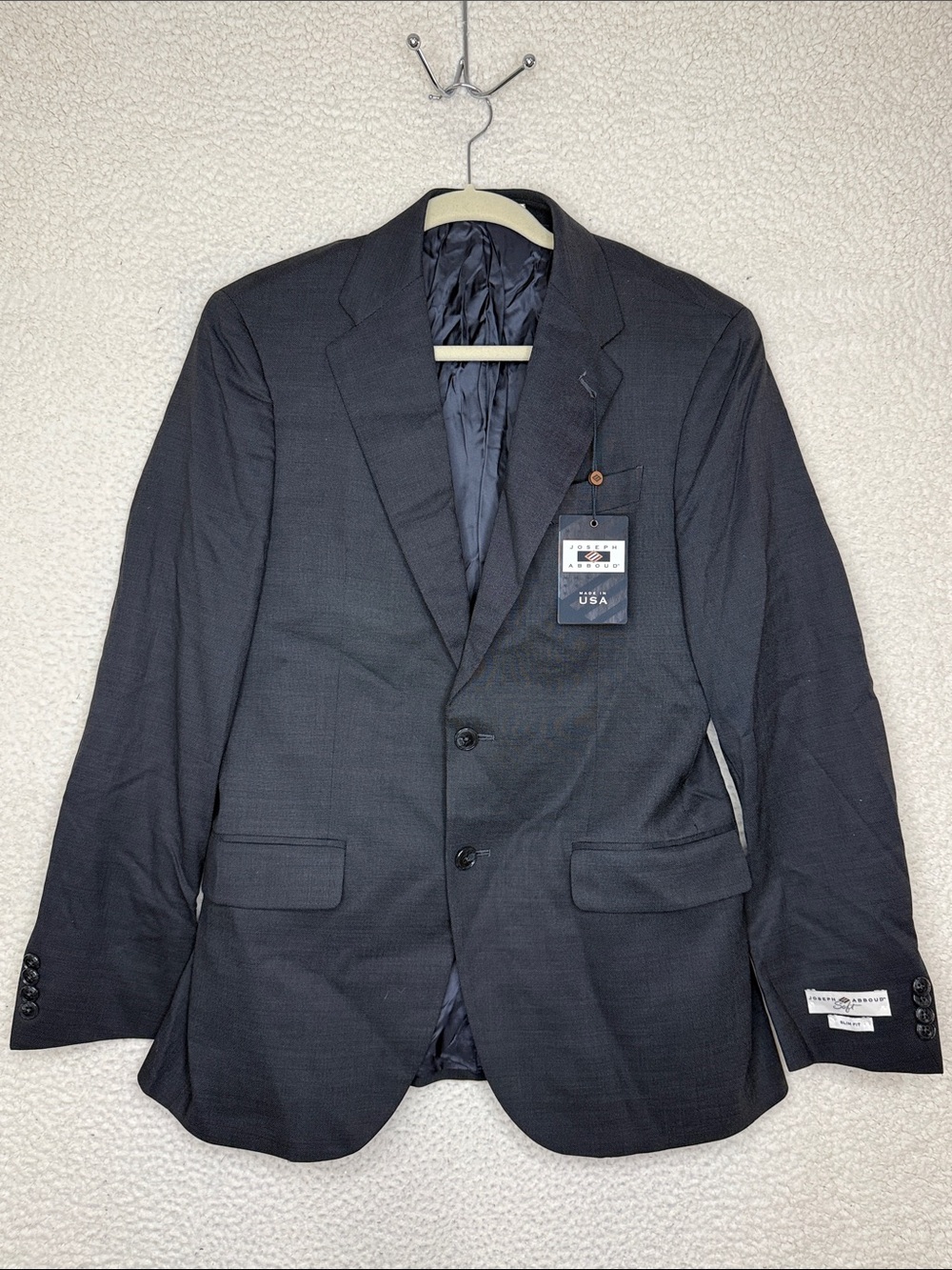 NWT Joseph Abboud Men's Slim Fit Wool Suit Jacket Charcoal 36R